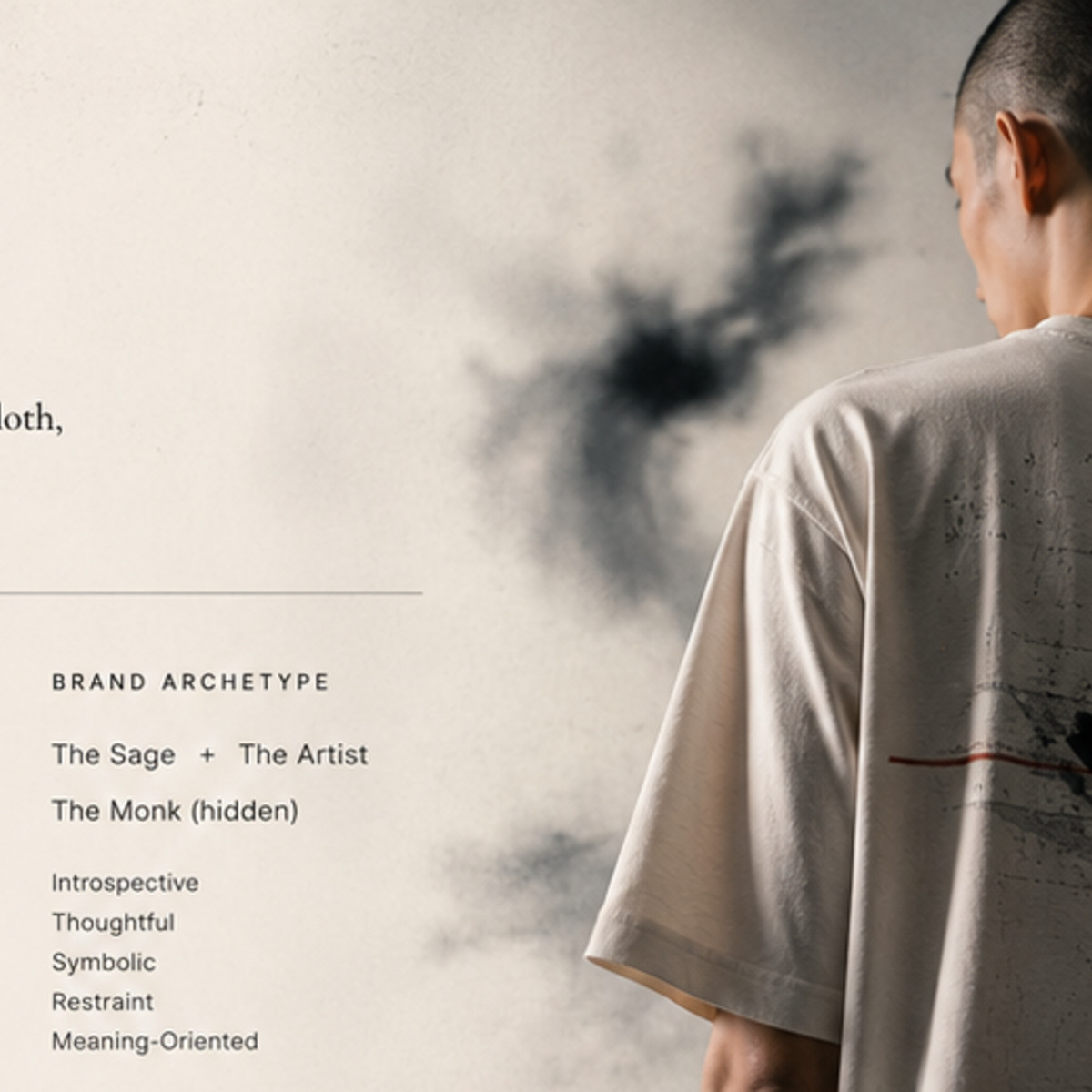 HEI Studio tee with ink brushwork — back view