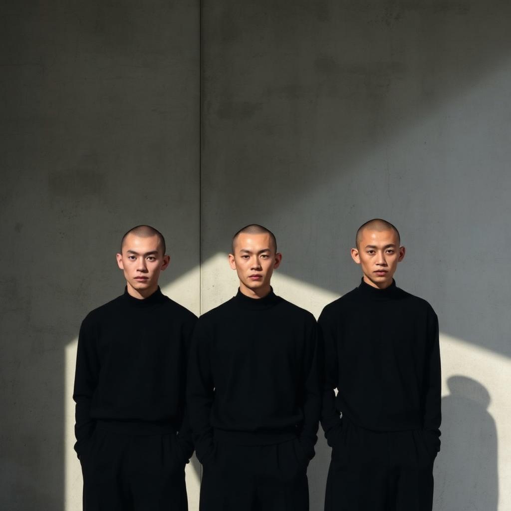 Three models against concrete wall
